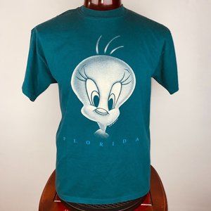 Vintage 1998 Late '90s Sherry's Best L Looney Tunes Tweety Bird Florida T-Shirt